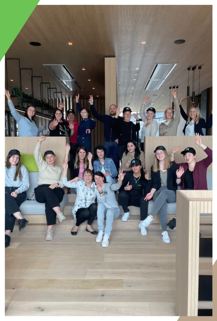 The campus team on a staircase